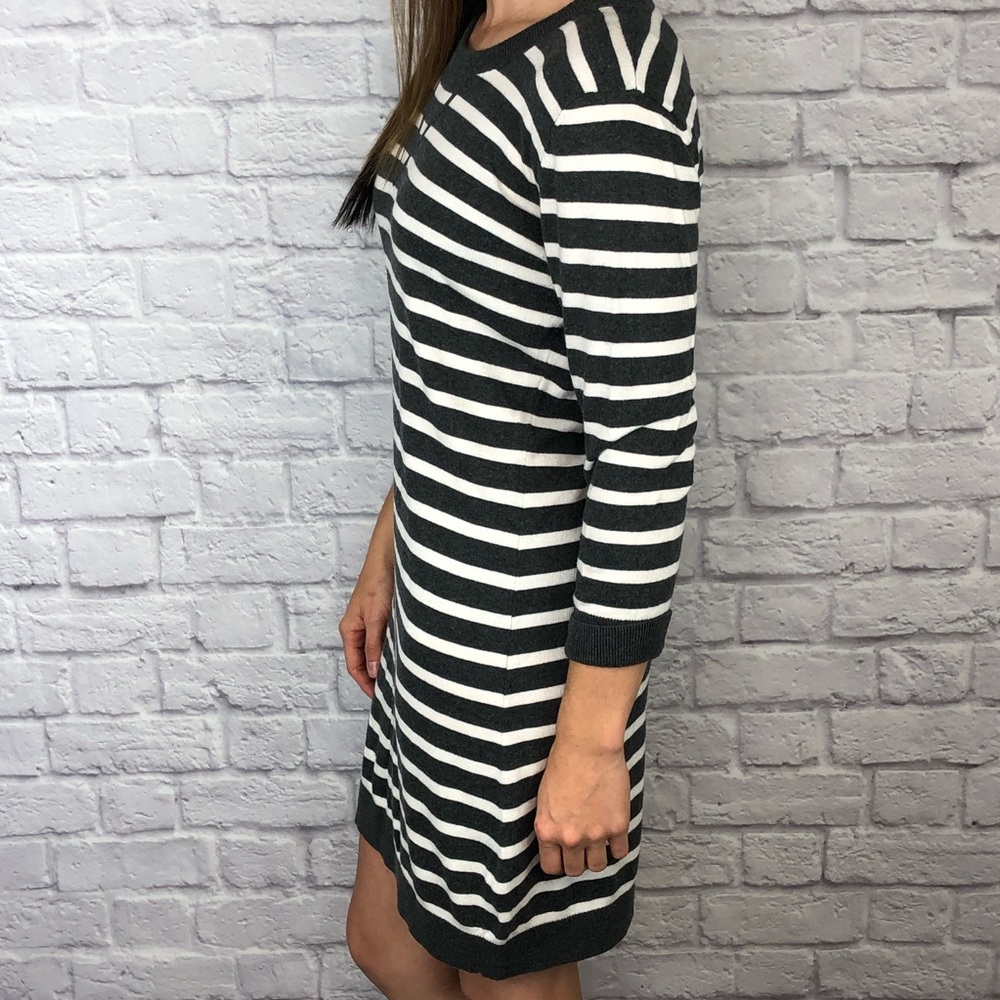 French Connection Stripe Gray Sweater Dress - Picture 2 of 8